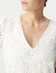 Wei&szlig;es Kleid aus Bio-Baumwolle mit Lochstickerei f&uuml;r Damen-4
