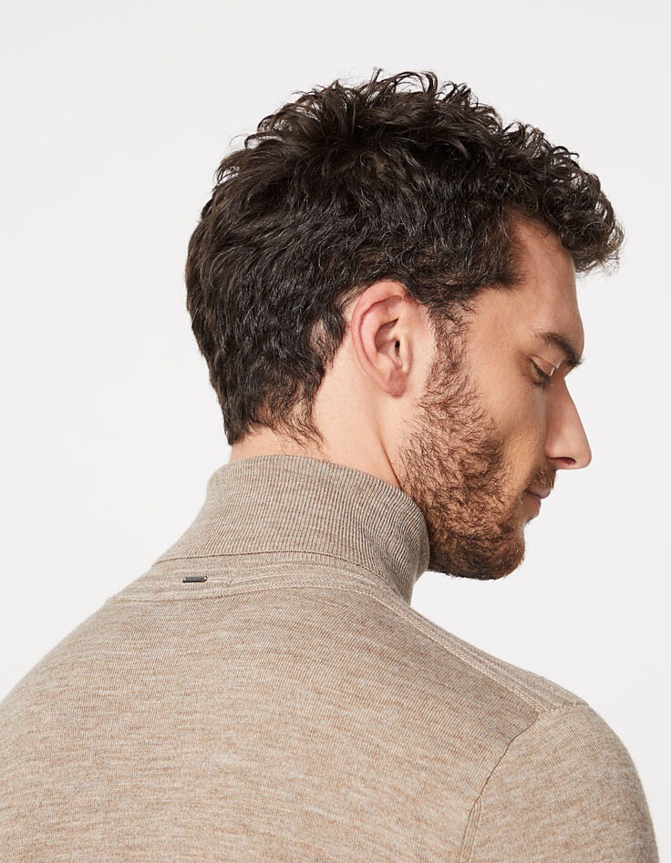 Jersey visón con cuello vuelto de lana mezclada Hombre-5