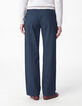 Chino large bleu marine coton Femme-3