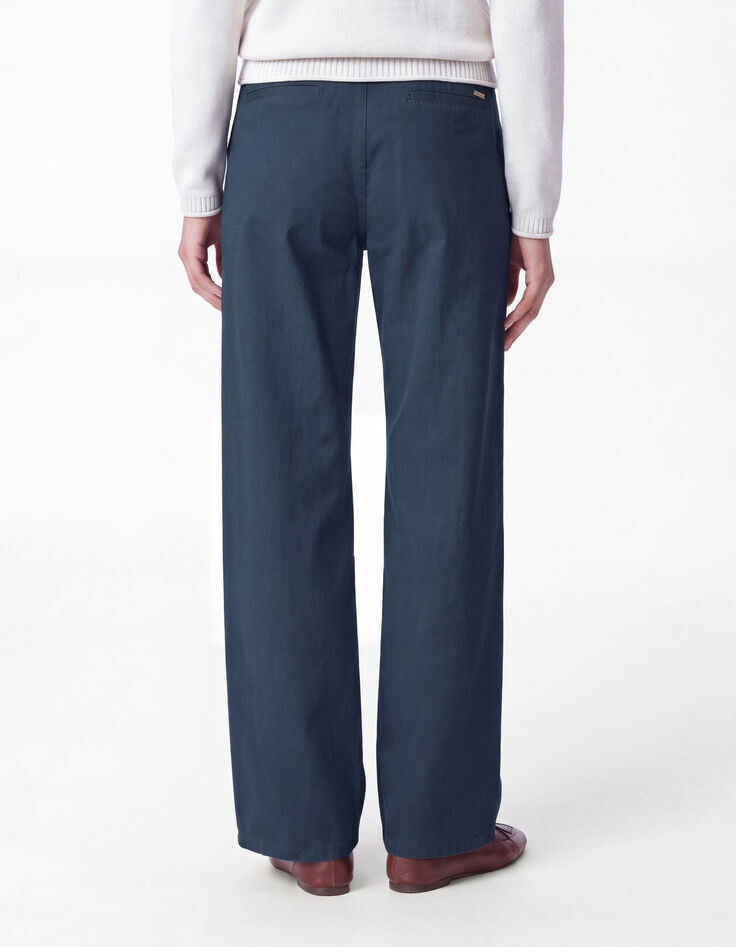 Chino large bleu marine coton Femme-3