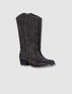 Women's brown suede santiag boots-4