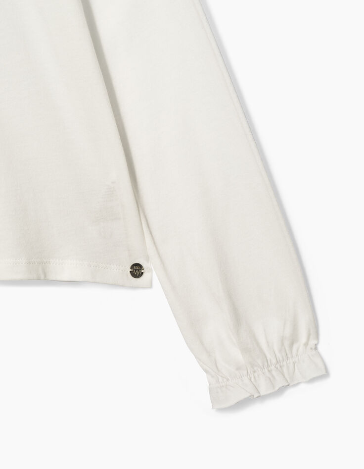 Gebroken wit T-shirt met kanten kraag meisjes -6
