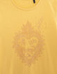T-shirt jaune coton bio visuel coeur pailleté fille-2
