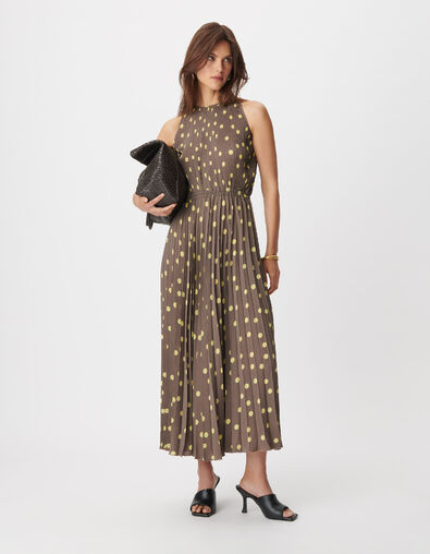 Women's grey polka dot print maxi dress - IKKS