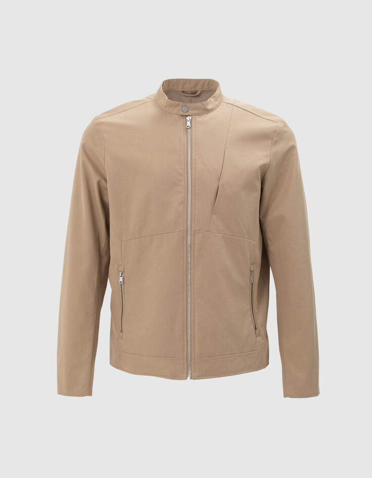 Kort beige jack ritszakken Heren-6