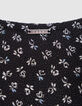 Zwarte micro-pois meisjesjurk met bloemenprint-5 Zwarte micro-pois meisjesjurk met bloemenprint-5