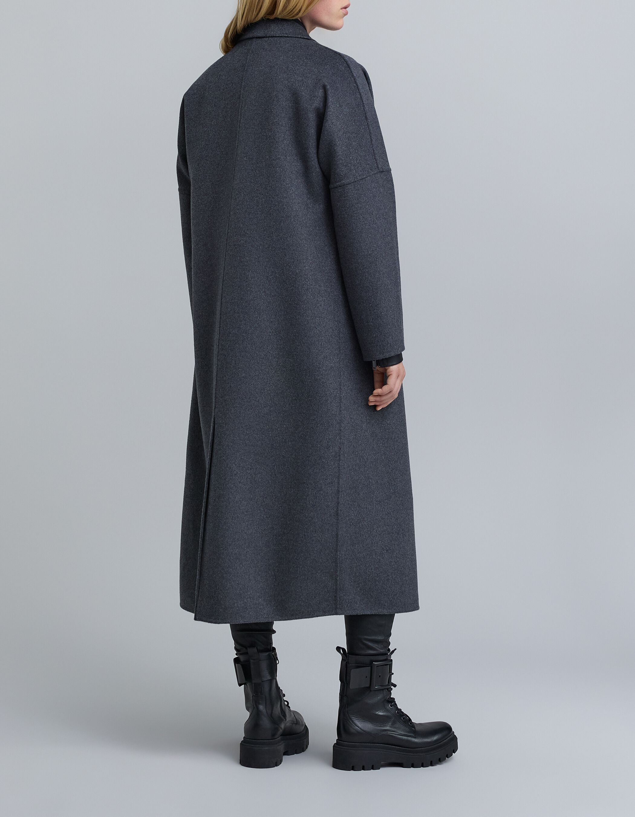 Women's long grey double-breasted coat Women's long grey double-breasted coat