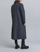 Lange grijze jas met dubbele rij knopen voor dames-3