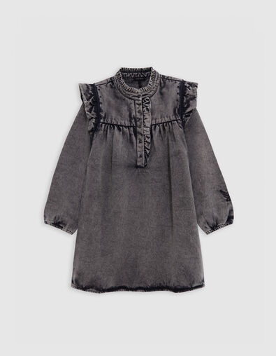 Robe noire d&eacute;lav&eacute;e volants et clous fille - IKKS