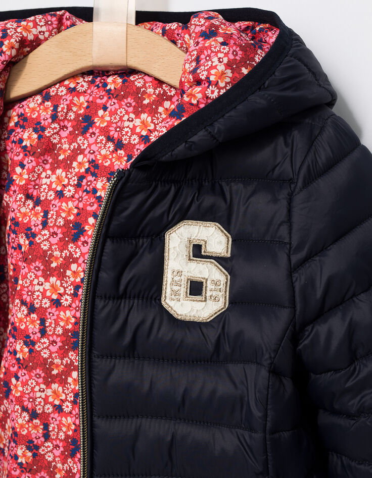 Oranje en navy gewatteerde jas voor meisjes-6