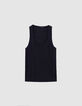 Schwarzes Damen-Tank-Top aus Rippstrick mit gesticktem Fischgrätenrücken-5