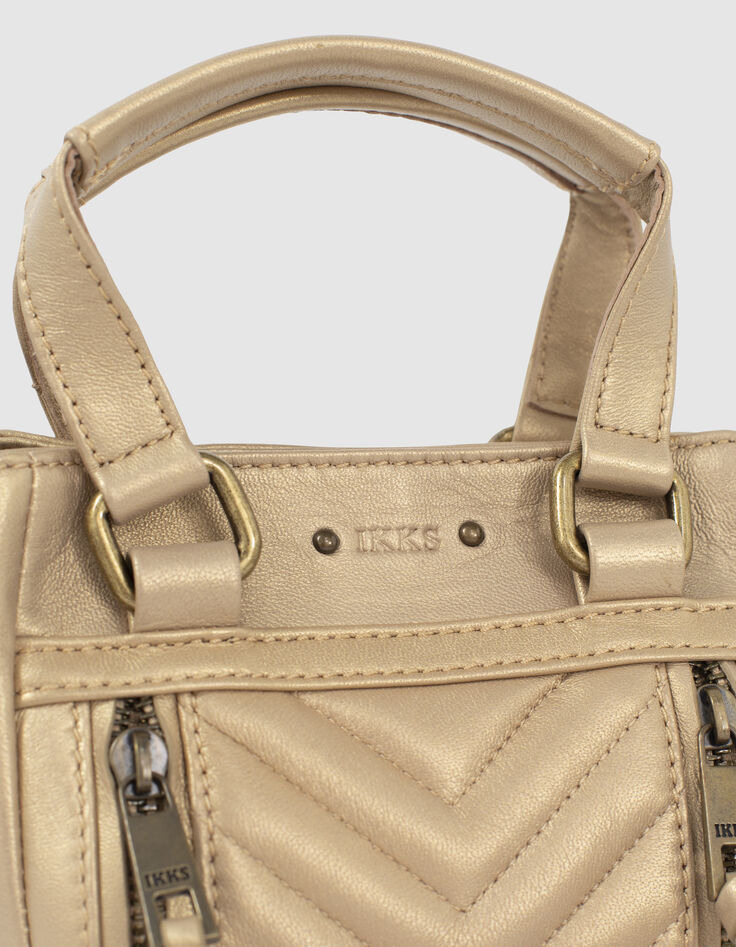 Sac LE 1440 NANO GOLD matelassé chevrons femme-4 Sac LE 1440 NANO GOLD matelassé chevrons femme-4