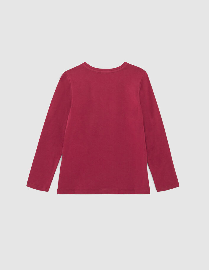Girls’ burgundy IKKS reversible sequin T-shirt-3