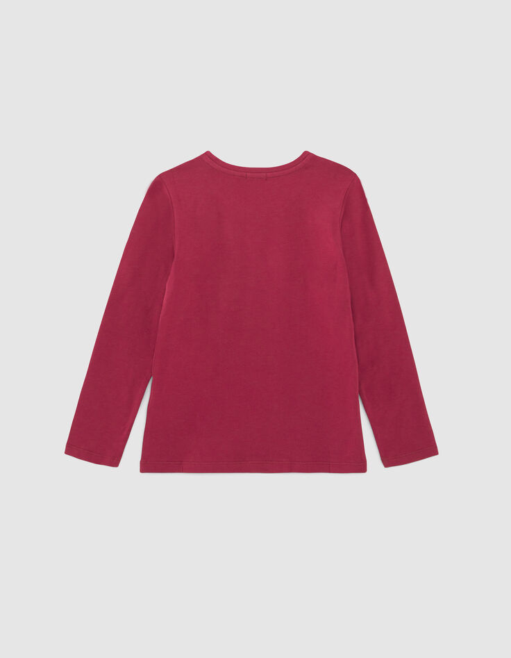 Girls’ burgundy IKKS reversible sequin T-shirt-3