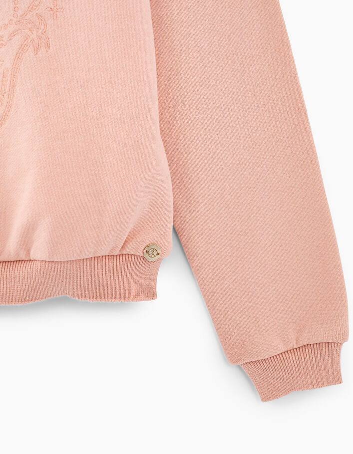 Baby girls' powder pink embroidered skull sweatshirt - IKKS
