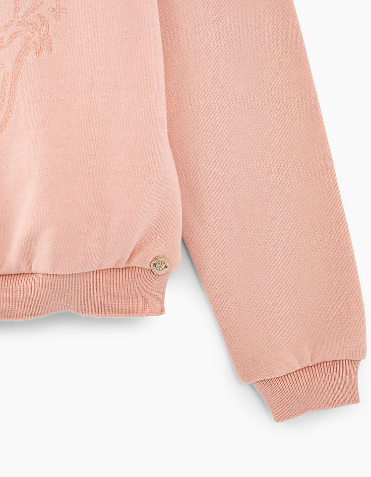 Baby girls' powder pink embroidered skull sweatshirt-6 Baby girls' powder pink embroidered skull sweatshirt-6