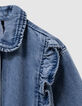 Robe en jean bleu ceinturée détails volants fille-4