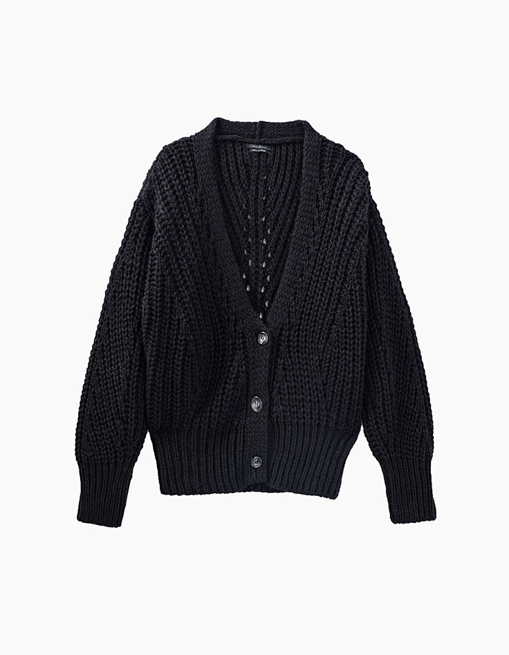 Zwart damesvest donzig tricot-1