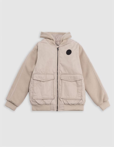 Chaqueta beige de dos capas con capucha para niño - IKKS