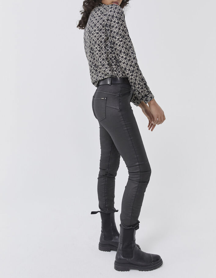 Women’s black coated mid-waist sculpt-up slim jeans - IKKS