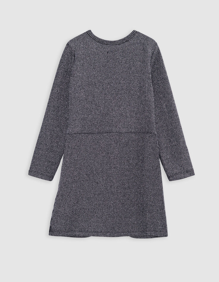 Girls' hort iridescent grey dress with bow detail-6