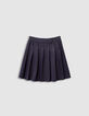 Girls’ navy pinstripe pleated short skirt-1