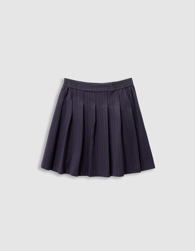 Girls’ navy pinstripe pleated short skirt - IKKS