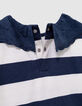 T-shirt marinière marine rayé écru col brodé fille-7