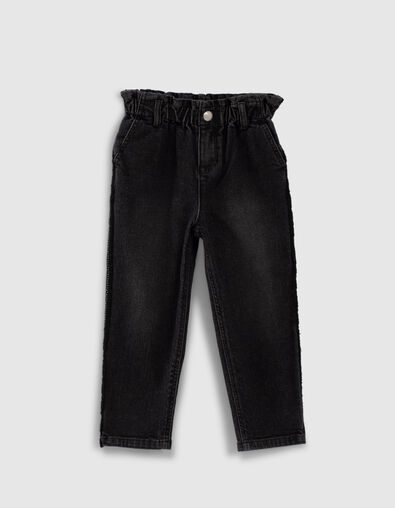 Jean paper-bag black used avec bandes latérales fille   - IKKS