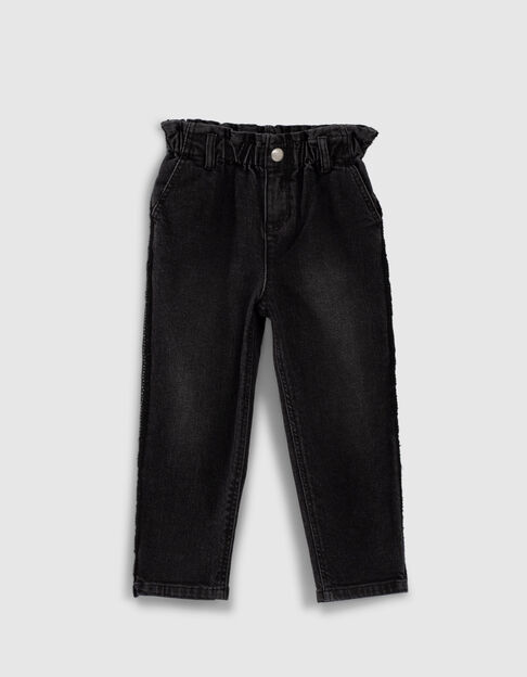 Paper-bag jeans used black met zijstroken meisjes  