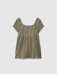 Girls’ khaki smocked waffle top-3