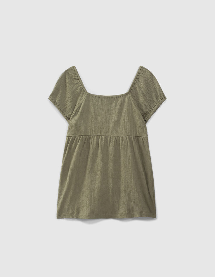 Girls’ khaki smocked waffle top-3 Girls’ khaki smocked waffle top-3