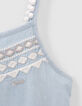 Robe bleu clair LENZING™ LYOCELL™  brodée à bretelles fille-4