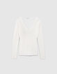 Women’s ecru ribbed knit studded sweater-6