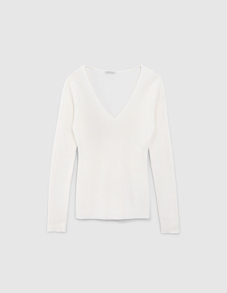 Women’s ecru ribbed knit studded sweater-6