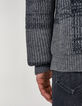 Men&rsquo;s navy checked knit sweater-5