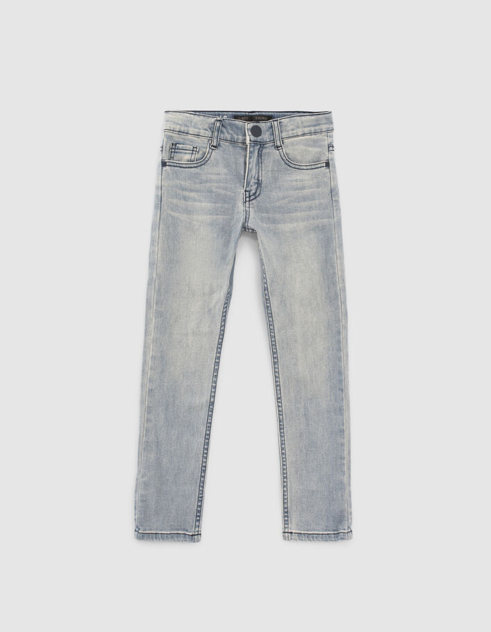 Blauwe slim jeans met gevlochten riem jongens - IKKS