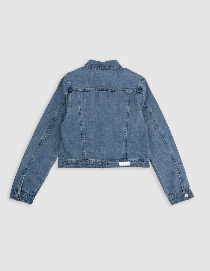 Veste en jean bleu cropped fille-6