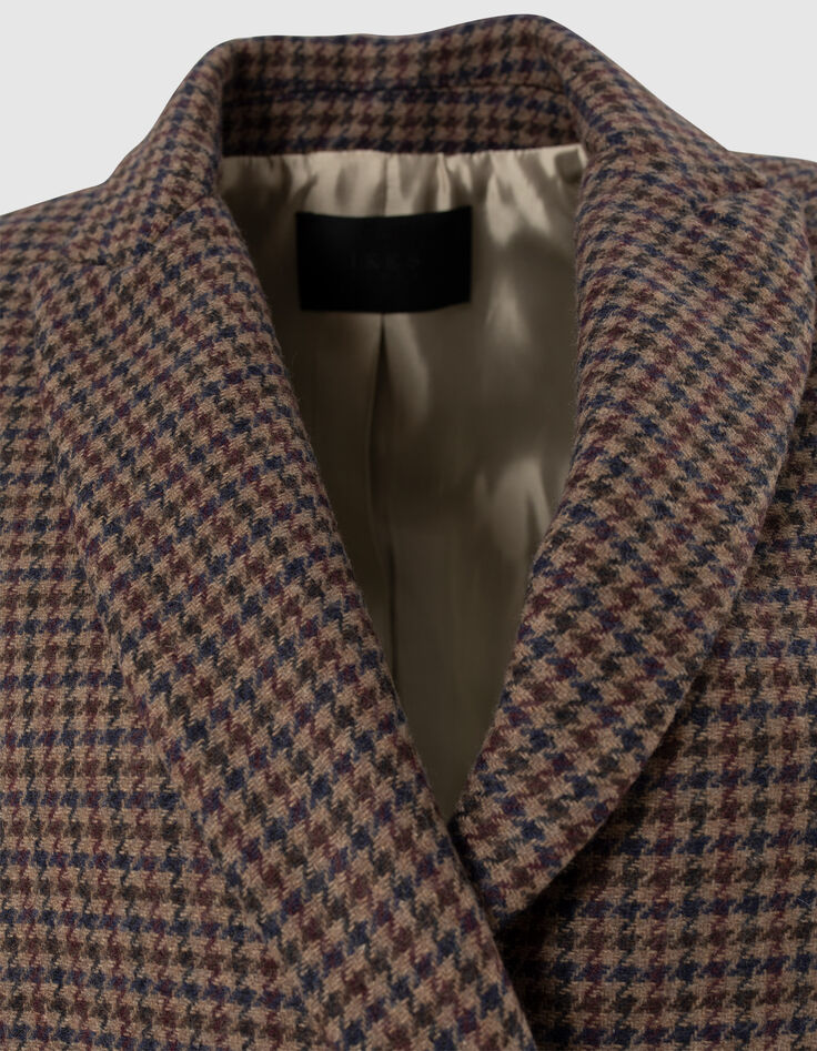 Women&rsquo;s sesame coat with houndstooth colours-5