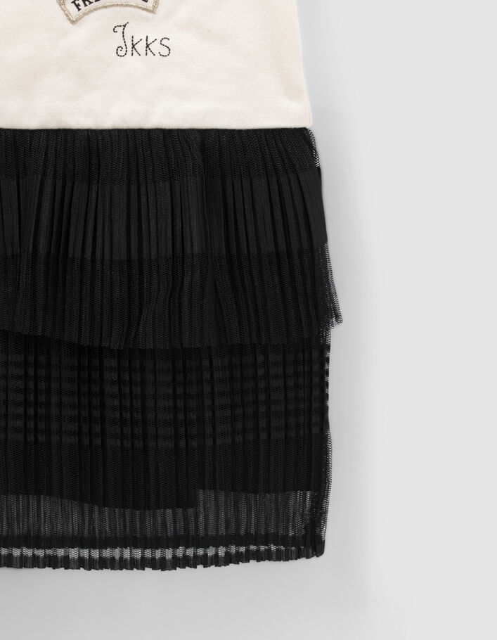 Baby girls’ ecru/black tulle mixed-fabric dress-6