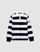 Boys’ black long-sleeved polo shirt with ecru stripes-4