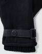 Guantes negros 2 tejidos piel y lana afelpada Hombre-2