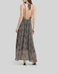 Women&rsquo;s black recycled long dress, rock leopard print-3