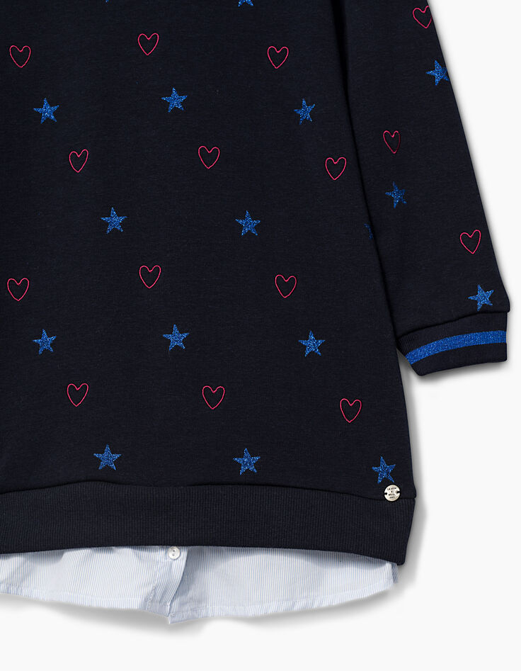 Robe-sweat marine brodée fille-4