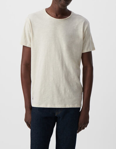 Men&rsquo;s gesso organic cotton Essential round-neck T-shirt - IKKS