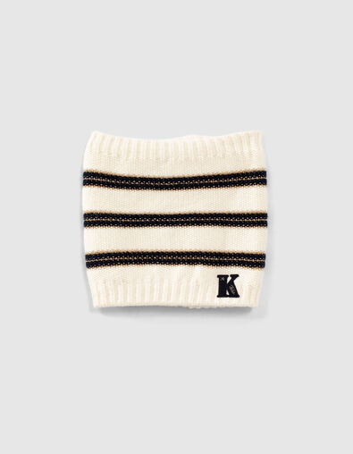 Girls’ ecru knit snood with navy and gold stripes - IKKS