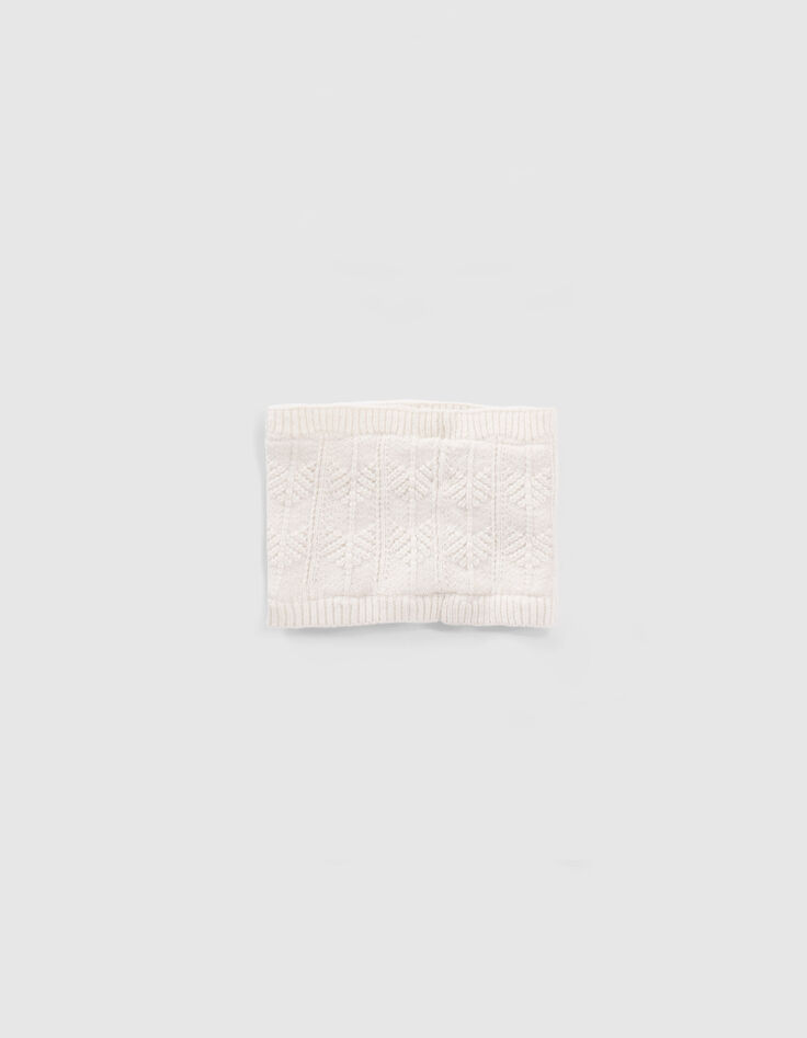 Cremewei&szlig;er M&auml;dchenstricksnood mit Lurex-3