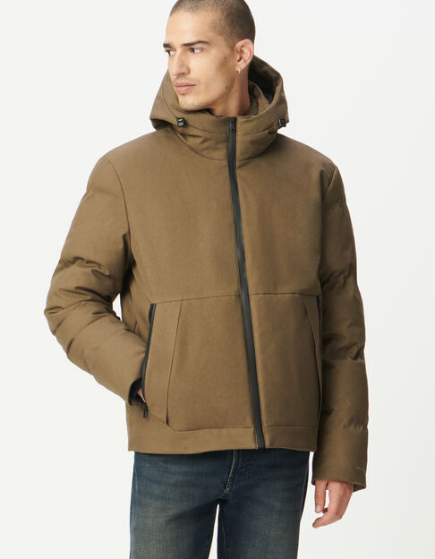 Men’s beige WATERPROOF hooded padded jacket - IKKS