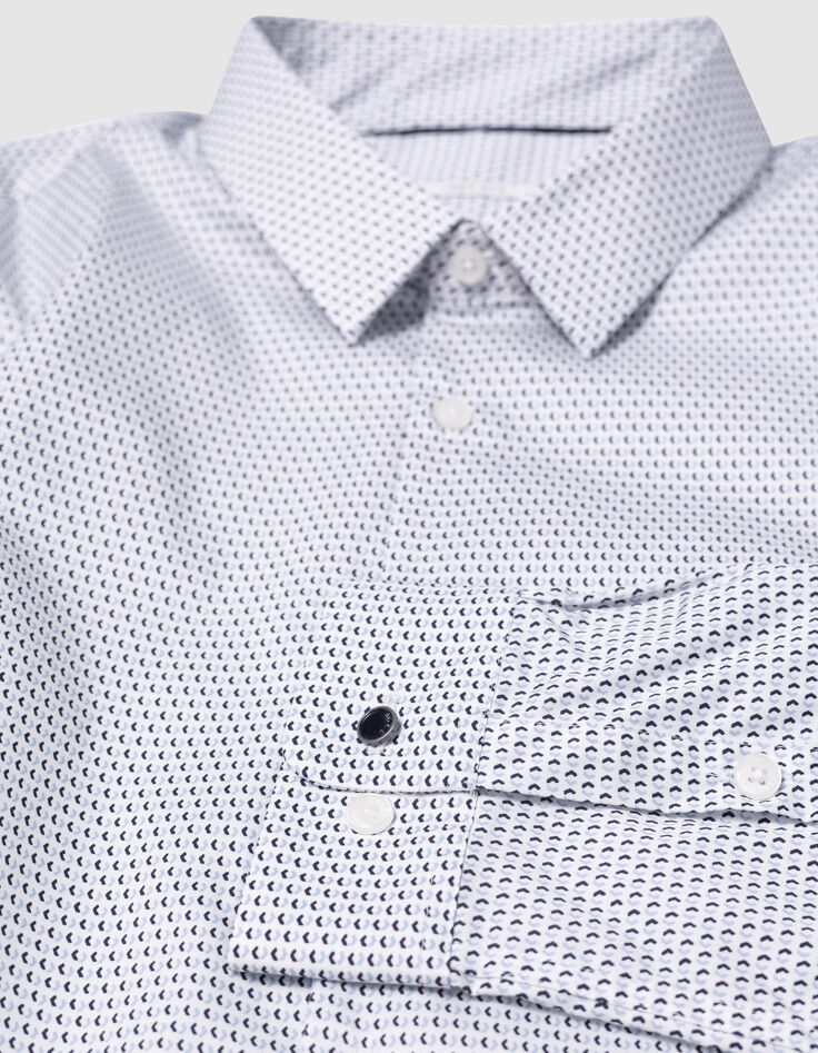 Men's white geometric print REGULAR shirt-6