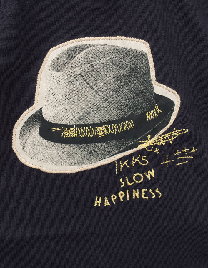 Baby boys’ navy organic cotton T-shirt with hat - IKKS